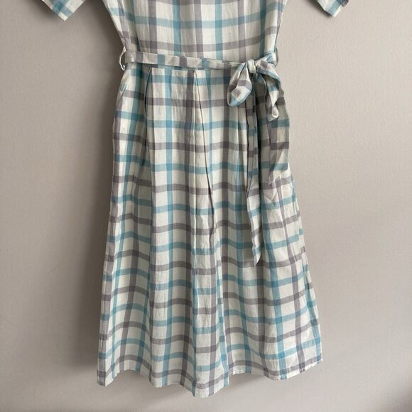 Polagram Anthropologie Blue Gray Checkered Dress Size Small Cottagecore - Picture 7 of 12